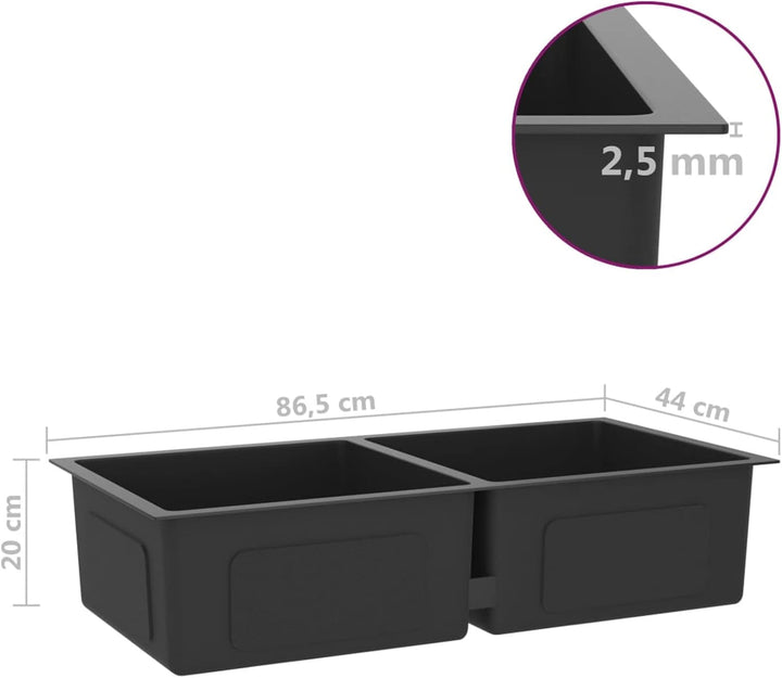 Tidyard Handgemachte Einbauspüle mit Sieb Küchenspüle Spülbecken Edelstahlspüle Edelstahl 86.5 x 44