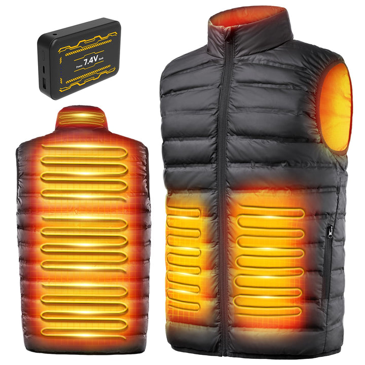Beheizbare Weste, Heizweste für Damen Herren, Beheizte Daunenjacke, Heizjacke mit 25000mAh Powerbank