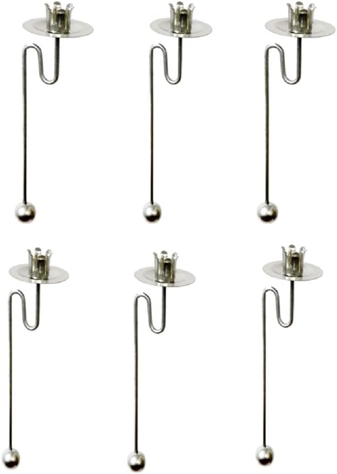 Baumkerzenhalter Balancehalter Pendelhalter für Weihnachtsbaum matt Silber (Silber, 6er)