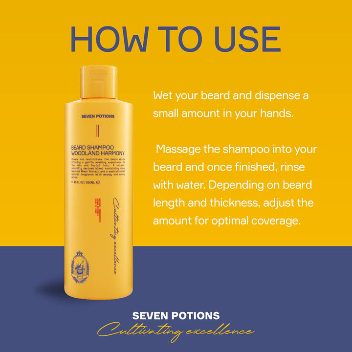 Seven Potions Bart-Shampoo für Männer - Sanfte, reinigende Bartreinigung für einen sauberen Bart ohn