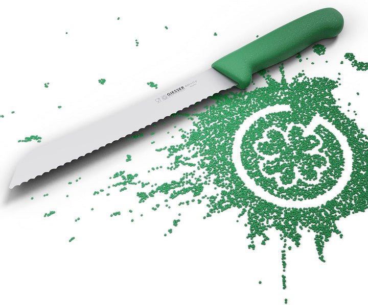 Giesser seit 1776 - Made in Germany - Brotmesser grün, Basic Green, Klinge 21 cm, Wellenschliff, rut