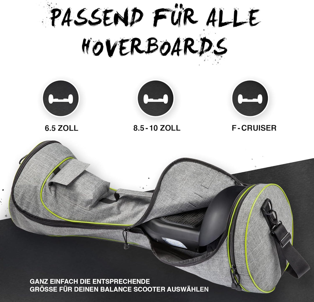 Wheelheels Hochwertige Tragetasche mit Umhängeoption für Balance-Scooter, Hoverboards 8.5 Zoll - 10