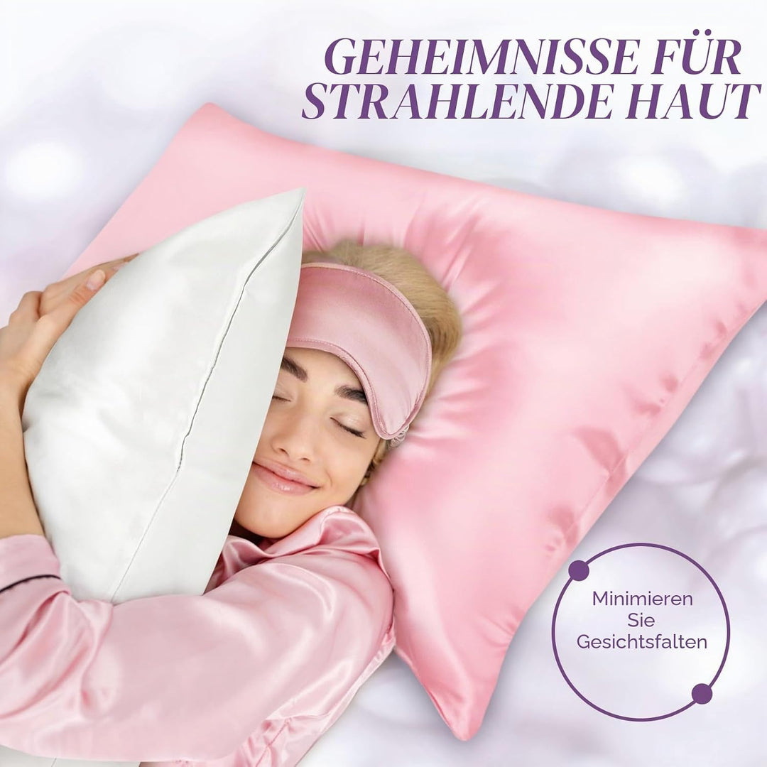 OLESILK Seide Kissenbezug Kissenhülle Haar- und Hautpflege mit Reissverschluss 16 Momme 1 Stück Rosa