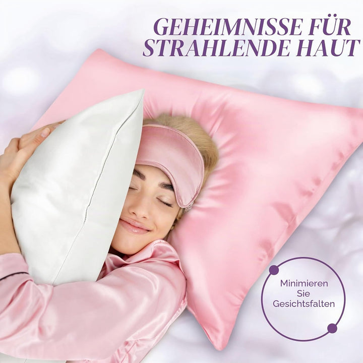 OLESILK Seide Kissenbezug Kissenhülle Haar- und Hautpflege mit Reissverschluss 16 Momme 1 Stück Rosa