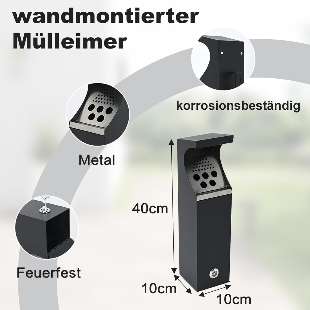 Kommerzielle Mülleimer für den Aussenbereich, Wandmontierter Küchenabfalleimer mit Schlüssel, 2.3L s