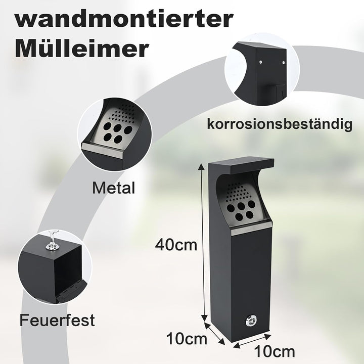 Kommerzielle Mülleimer für den Aussenbereich, Wandmontierter Küchenabfalleimer mit Schlüssel, 2.3L s