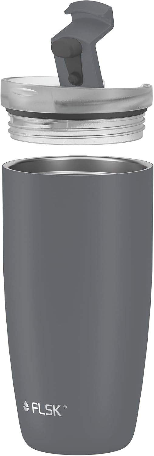 FLSK CUP Edelstahl Mehrwegbecher für unterwegs (350 ml, 500 ml) - 3 h heiss, auslaufsicher, inkl. pl