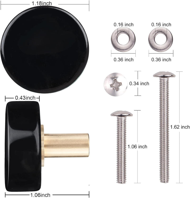 KYEYGWO 4 Stück Obsidian Runde Kristall Möbelknöpfe mit Schraube, Heilung Stein Schubladenknöpfe Mes