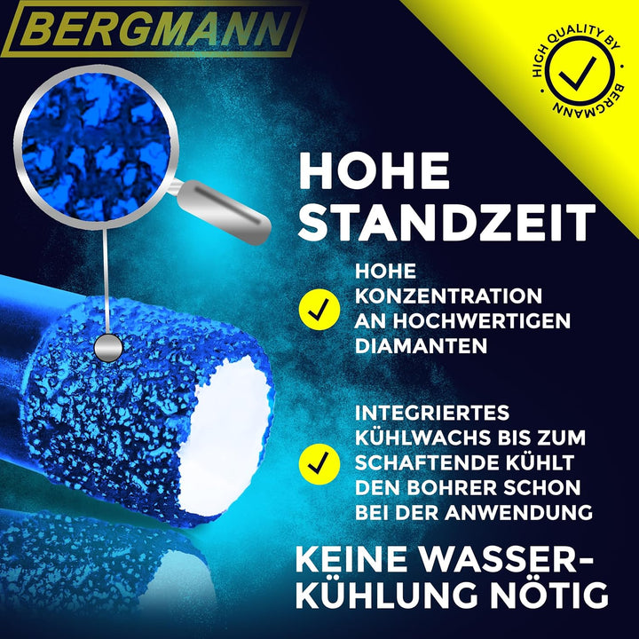 BERGMANN ® ∅ 10mm x M14 | Profi Fliesenbohrer Diamantbohrer Granitbohrer | Winkelschleifer Feinstein