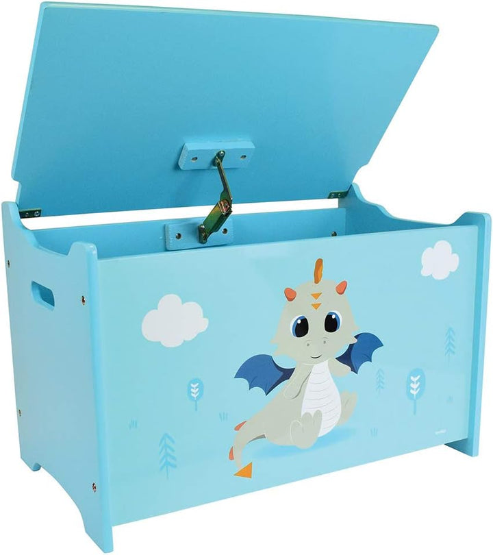 Fun House 713305 Leon Le Dragon Spielzeugkiste für Kinder, Höhe 40 x Länge 58 x Tiefe 36 cm, Holz, b