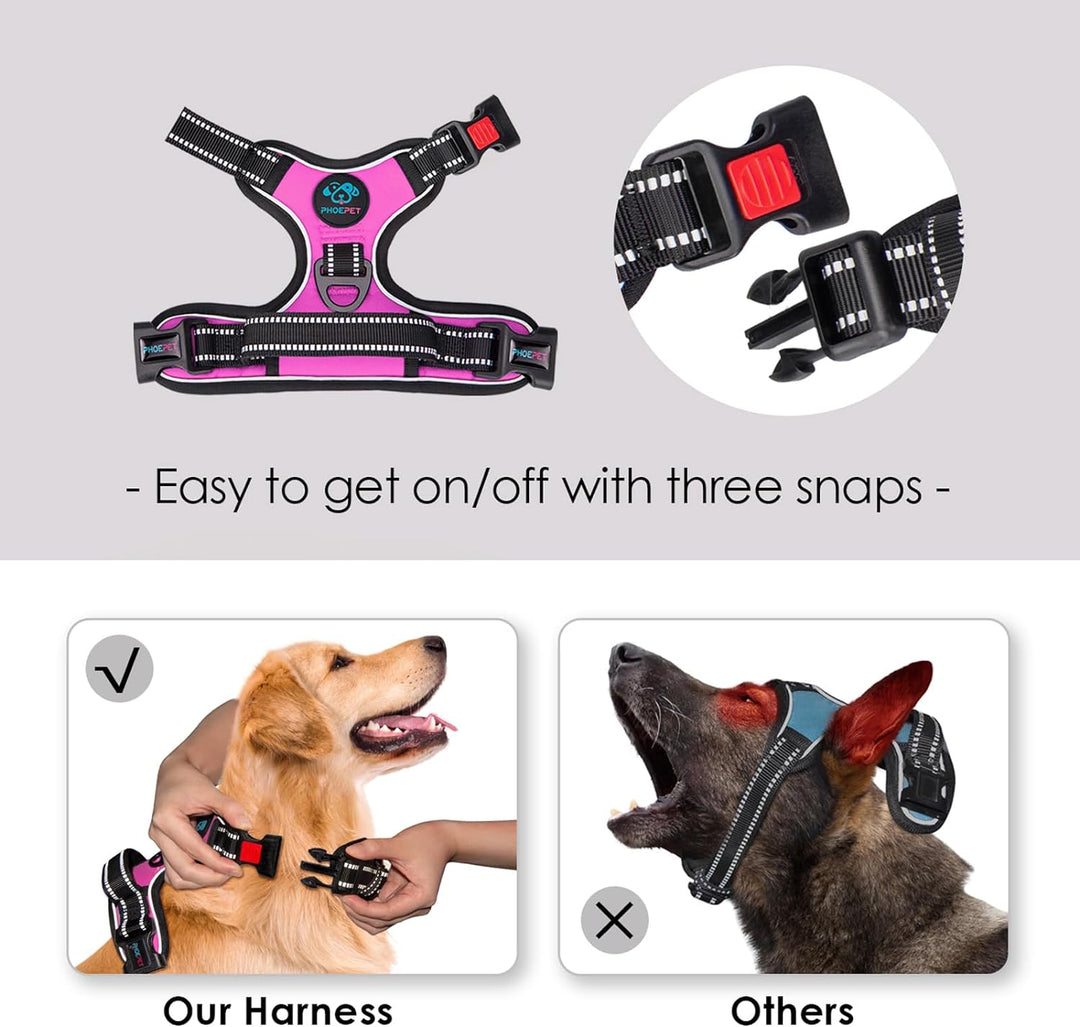 PHOEPET Hundegeschirr ohne Zug für kleine Hunde, reflektierende, verstellbare Front-Clip-Weste mit G