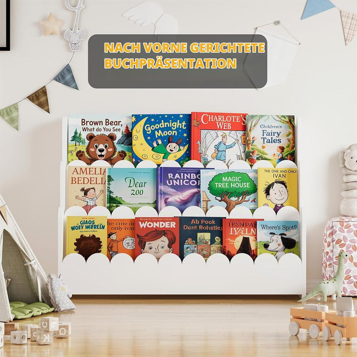 SpaceAid 3-stufiges Kinder Bücherregal mit geschwungenen Kanten, Montessori Bücherregal für Kleinkin