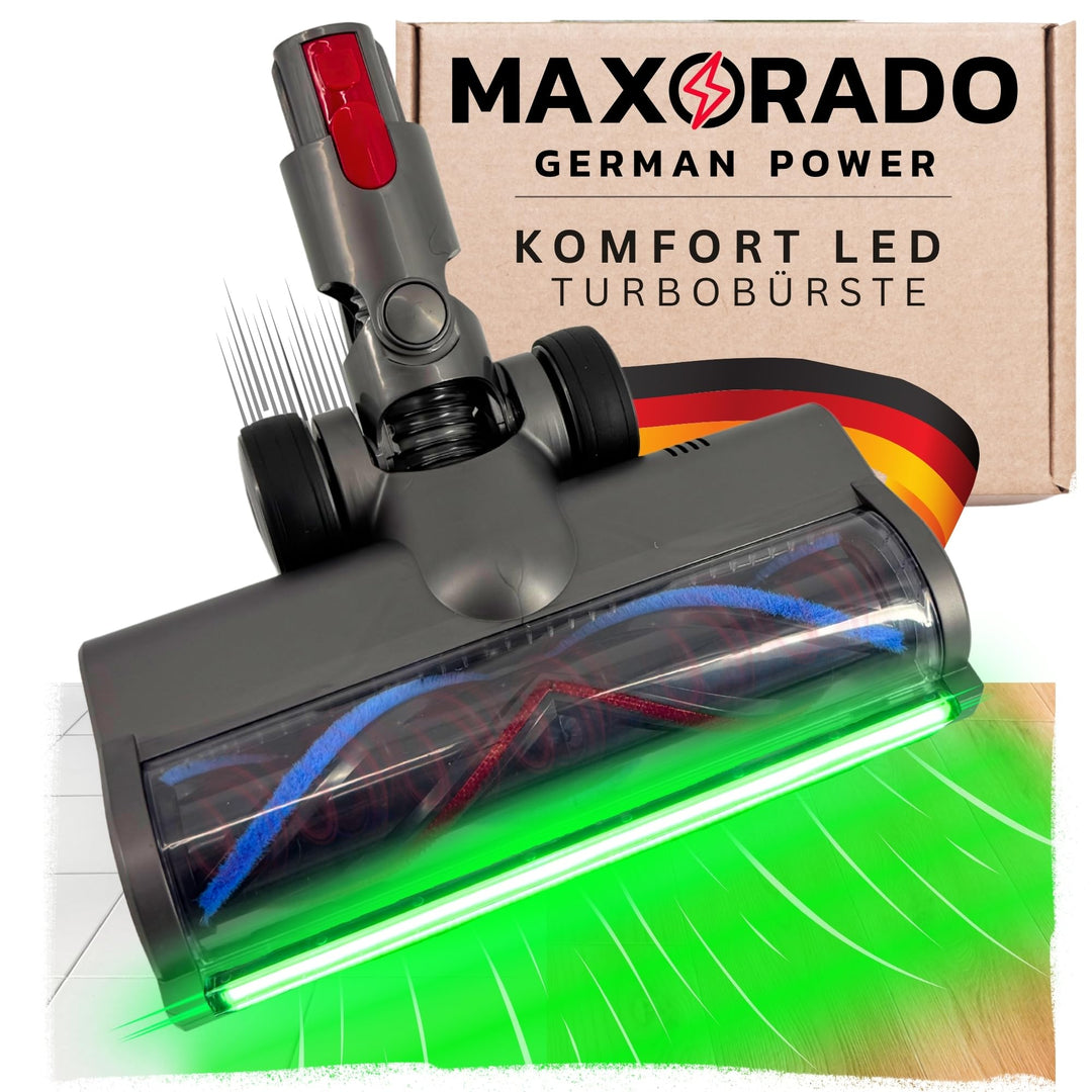 Komfort Turbodüse mit LED Beleuchtung für Dyson V7 V8 V10 V11 V15 Staubsauger I Beleuchtete Turbobür