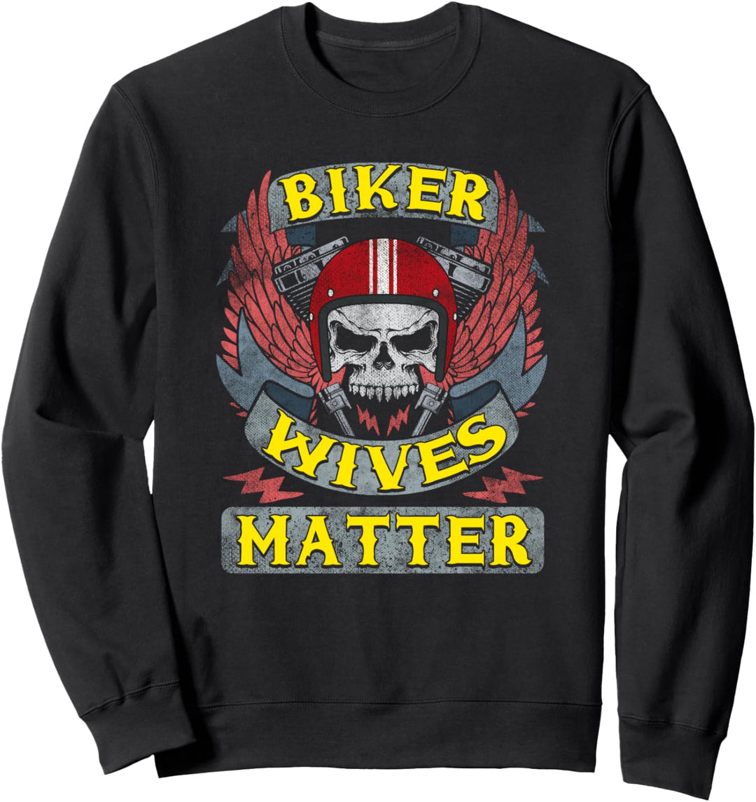 Biker Frauen Materie Frauen Frau Schädel Motorrad Mutter Sweatshirt