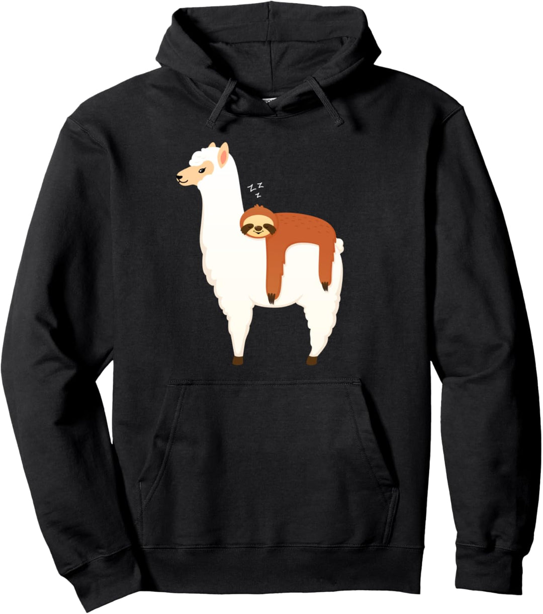 Faultier Schläft Auf Alpaka Lama Pullover Hoodie