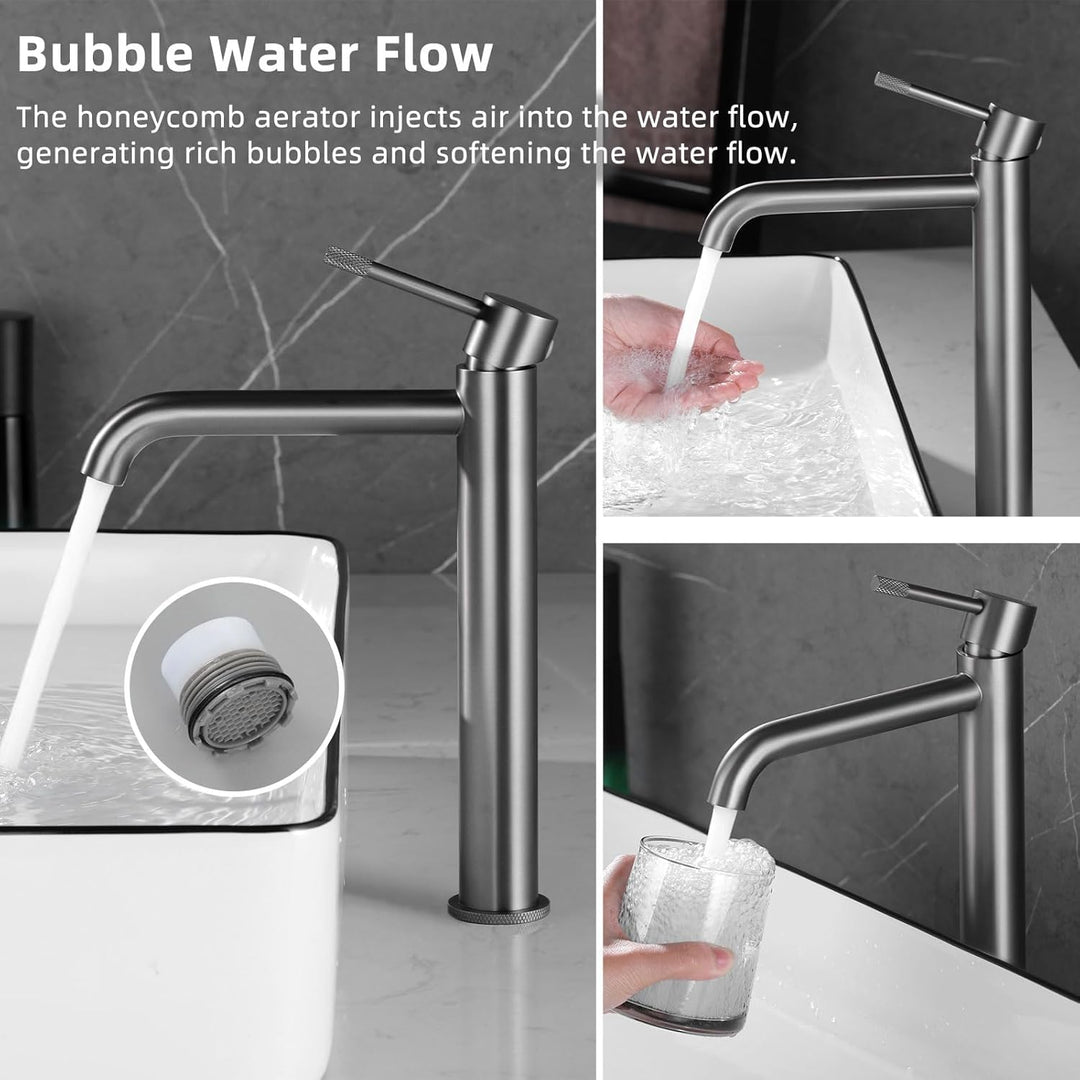 PHASAT Wasserhahn bad hoch Einhebel Waschbecken Armatur Gunmetal Grau Waschbecken Armatur Badezimmer