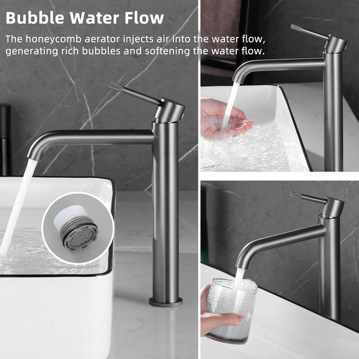 PHASAT Wasserhahn bad hoch Einhebel Waschbecken Armatur Gunmetal Grau Waschbecken Armatur Badezimmer