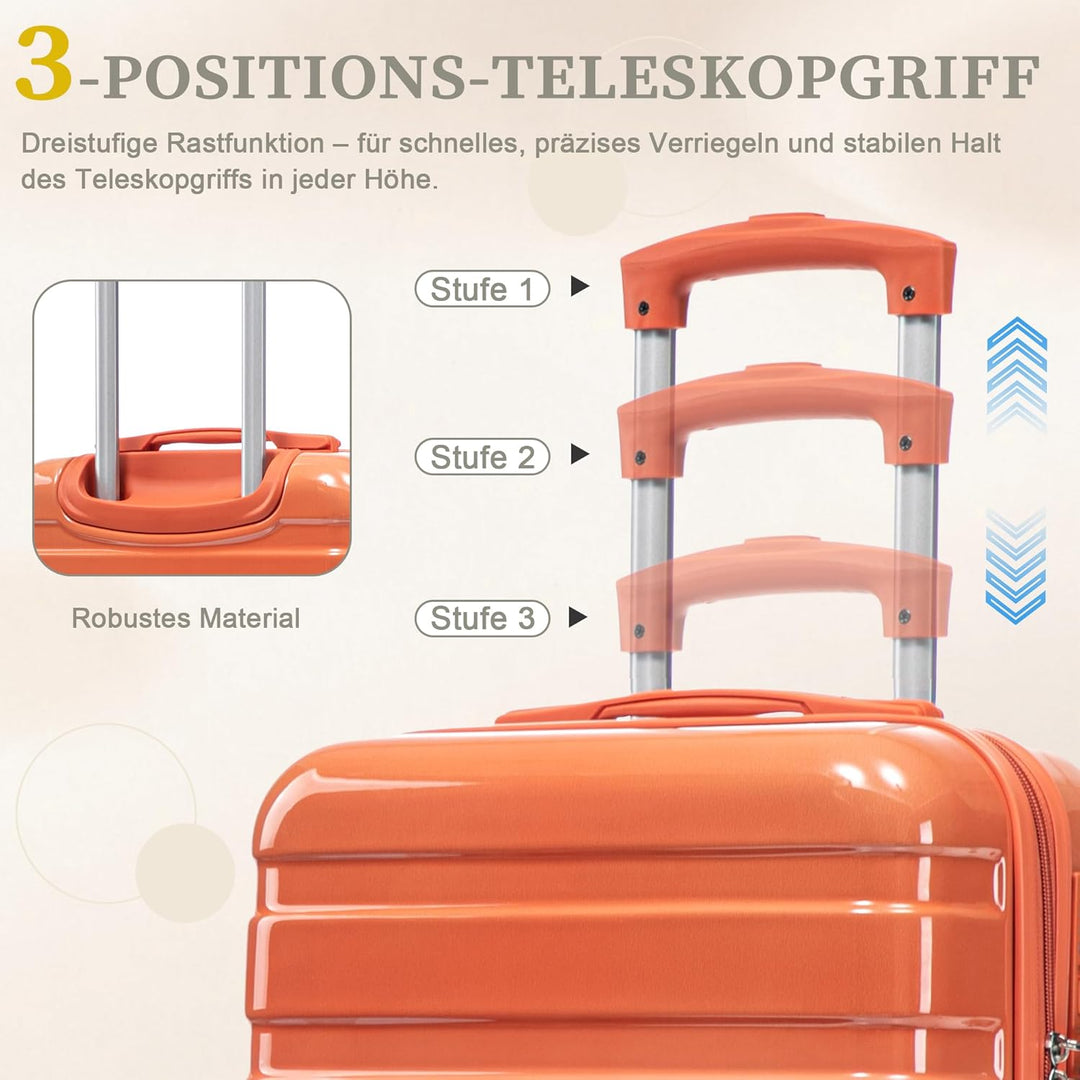 Hartschalen-Koffer Trolley Handgepäck Rollkoffer, Reisekoffer Set mit 4 Rollen, 2er Gepäckset, Blau