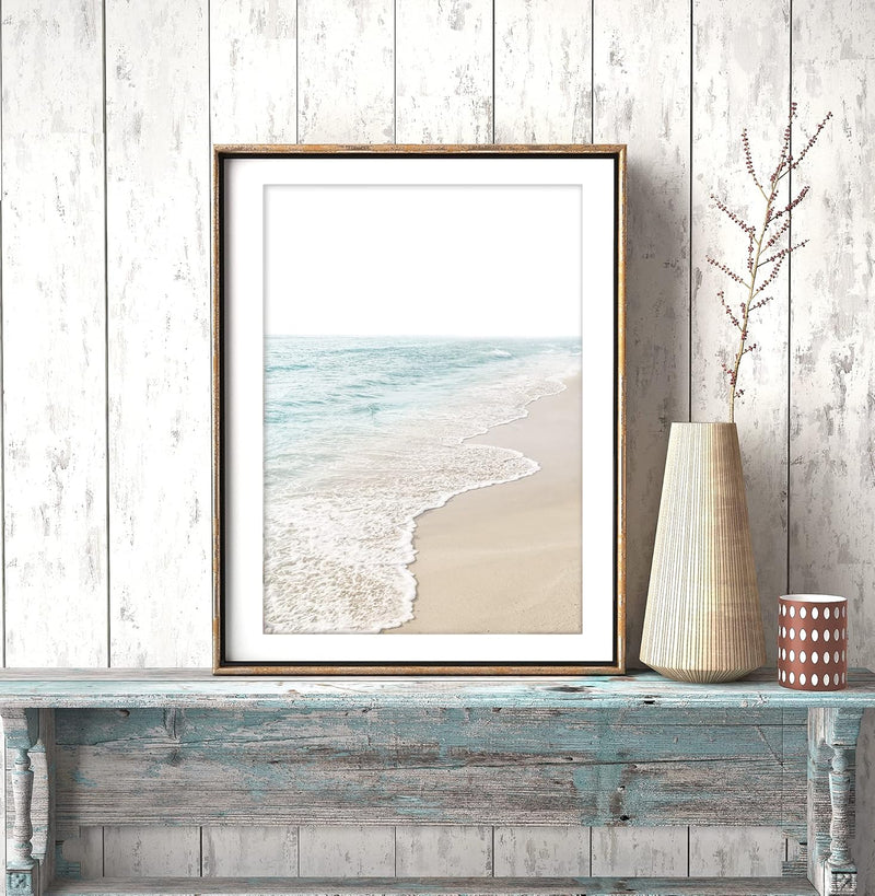 artpin® Moderne Poster Set - Bilder Wohnzimmer Deko Schlafzimmer - Pampas Gras Beige Meer Strand Bil