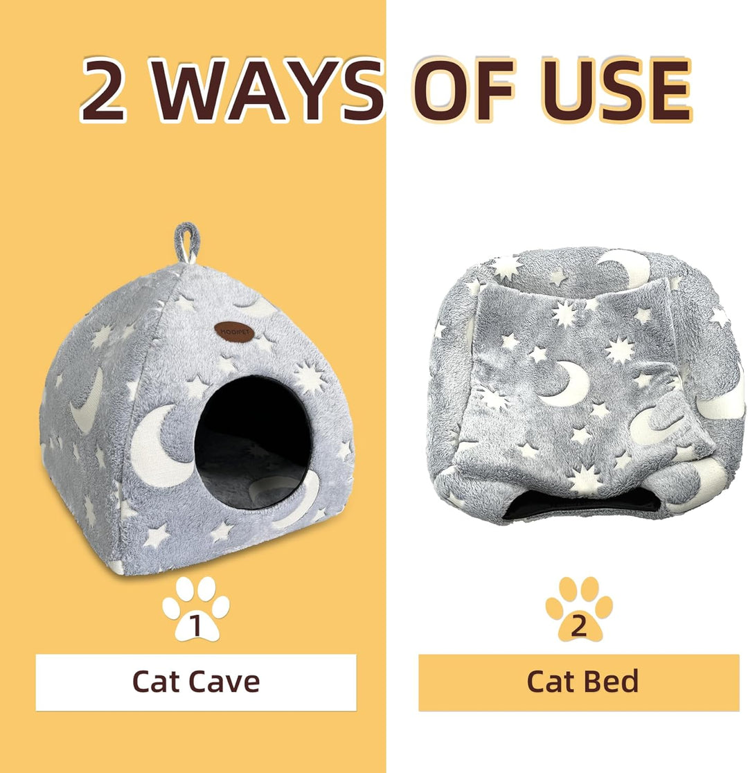 Katzenhöhle Plüsch Katzenhaus mit Waschbarem Kissen Faltbare Katzenzelt Höhle mit Handle Weiches und