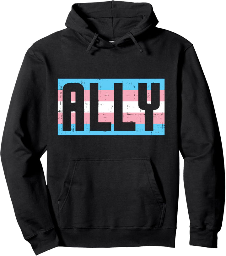 Ally Transgender Flag Transsexual Trans Pride LGBT Men Women Pullover Hoodie