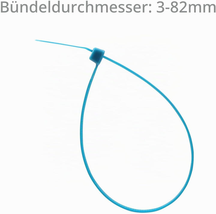 XINGO 1000 Stück Kabelbinder Blau, 300mm x 4.8mm, 22,7 kg Zugfestigkeit, UV-beständig, Selbstsichern