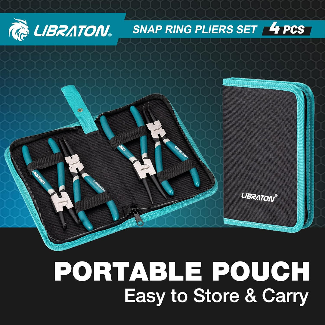 LIBRATON Sprengringzangen Set, 180mm Sicherungsringzangen, Gerade Interne und Externe Seegeringzange