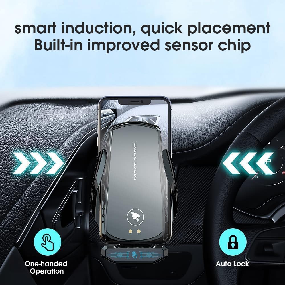 AmazeFan Kabelloses Autoladegerät 15W Qi-Ladegerät Schnellladegerät Touchscreen für iPhone Samsung H