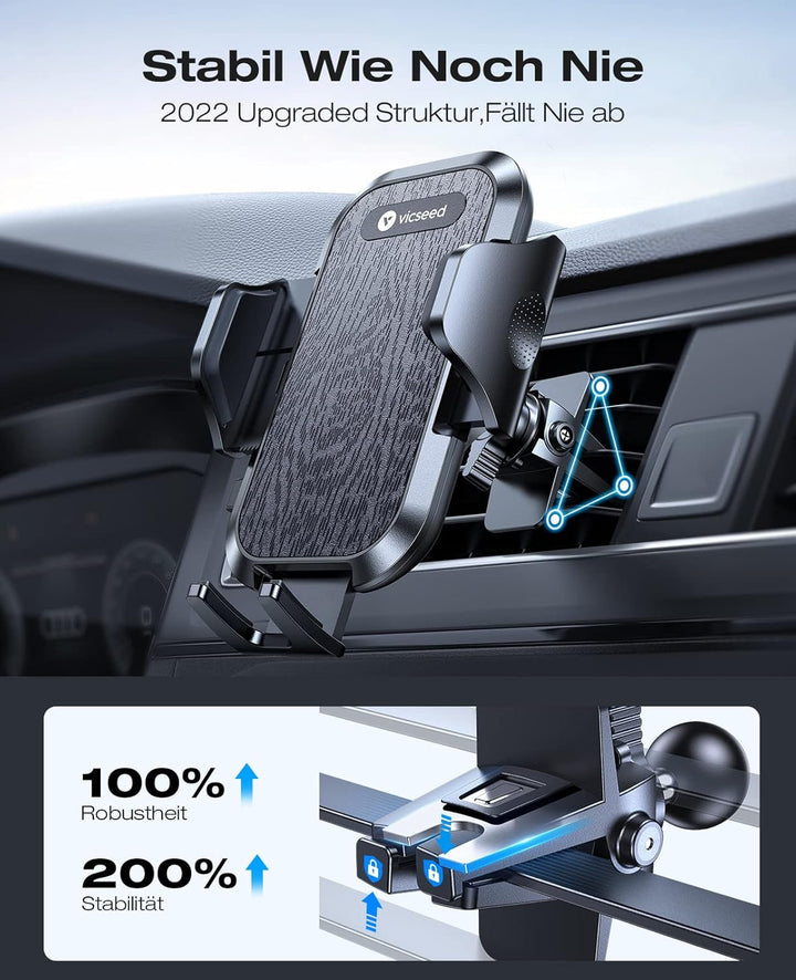 [𝙐𝙥𝙜𝙧𝙖𝙙𝙚 𝙎𝙖𝙪𝙜𝙠𝙧𝙖𝙛𝙩] VICSEED Handyhalterung Auto [Fällt Nie ab] 3 in 1 Kfz Handyhalter Saugnapf & Lüf