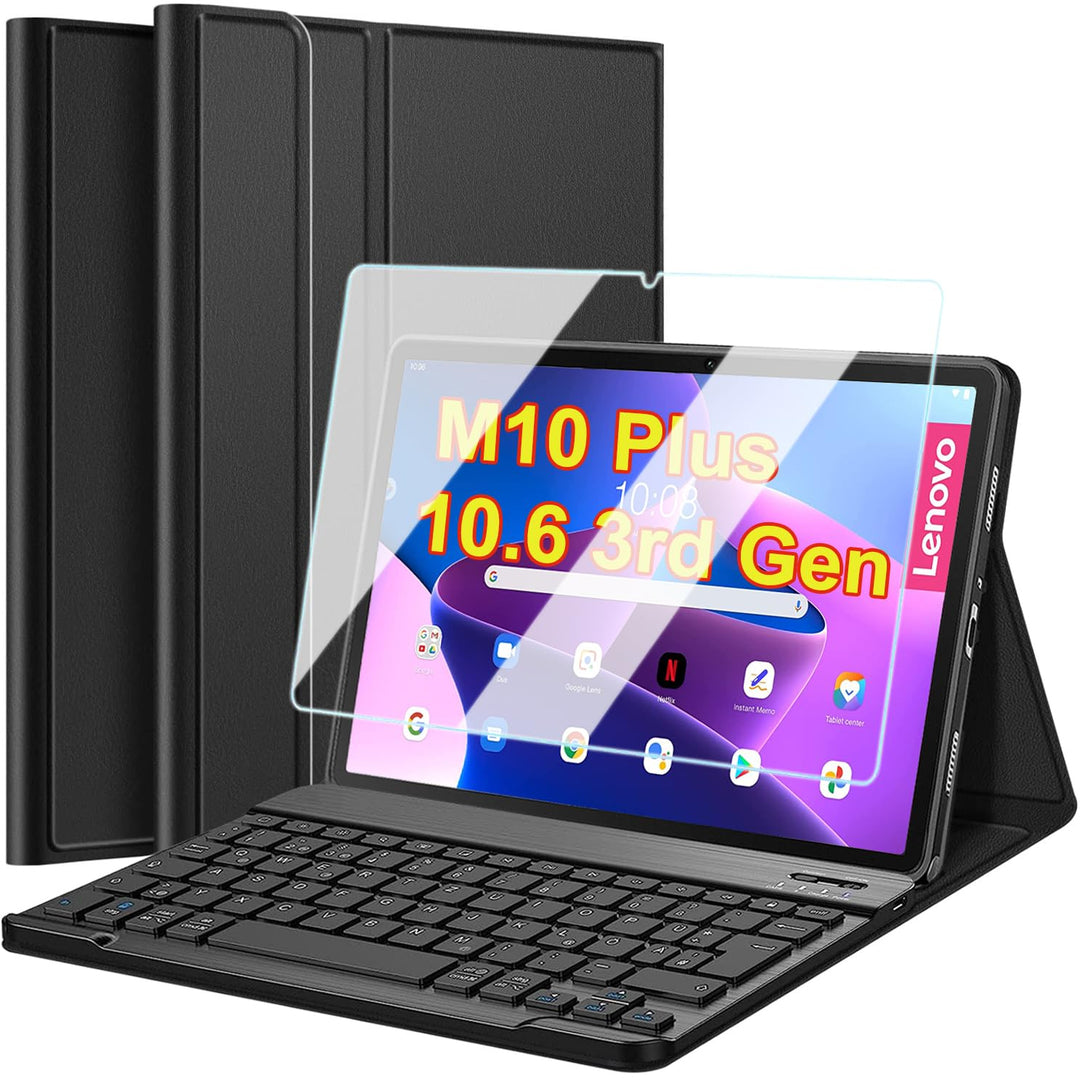 Wineecy Tastatur Hülle mit Schutzfolie für Lenovo Tab M10 Plus 3rd Gen 10.6 Zoll 2022 TB-125/TB-128,
