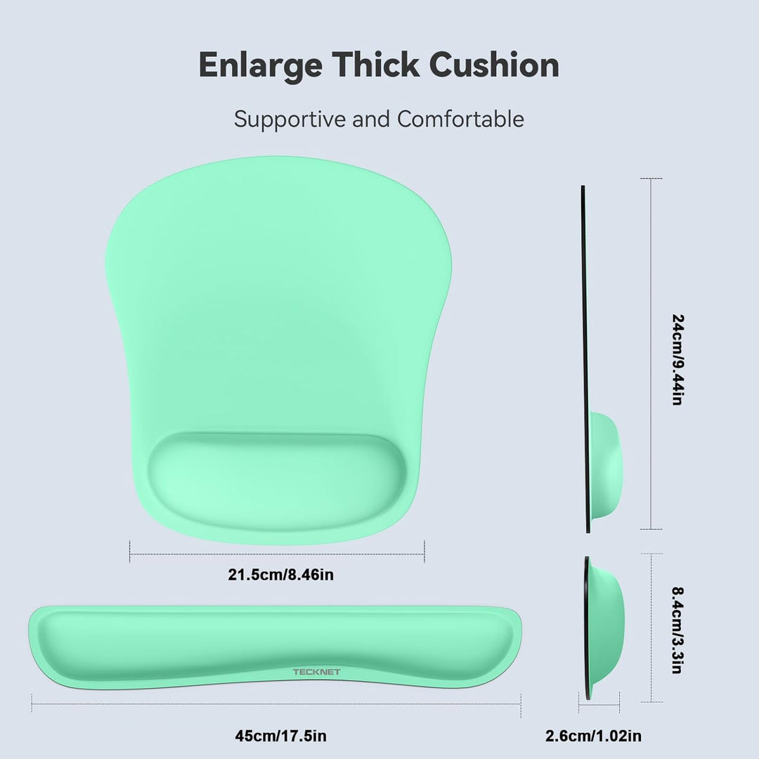TECKNET Mauspad mit Handauflage, Gelkissen Mousepad und Ergonomische Memory Foam Tastatur Handgelenk
