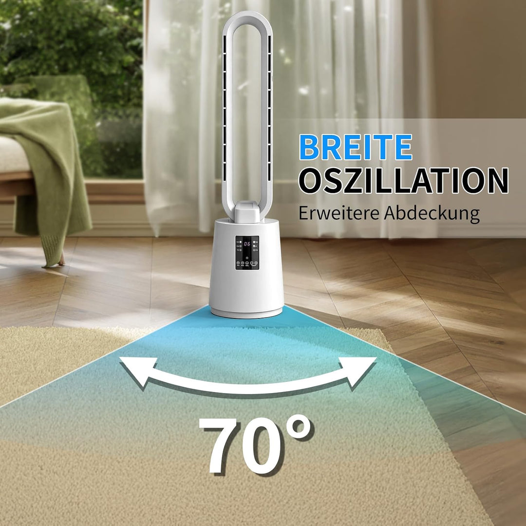 LEADZM Turmventilator sehr Leise,Ventilator mit Fernbedienung,blattlos rotorlos,12 Geschwindigkeiten
