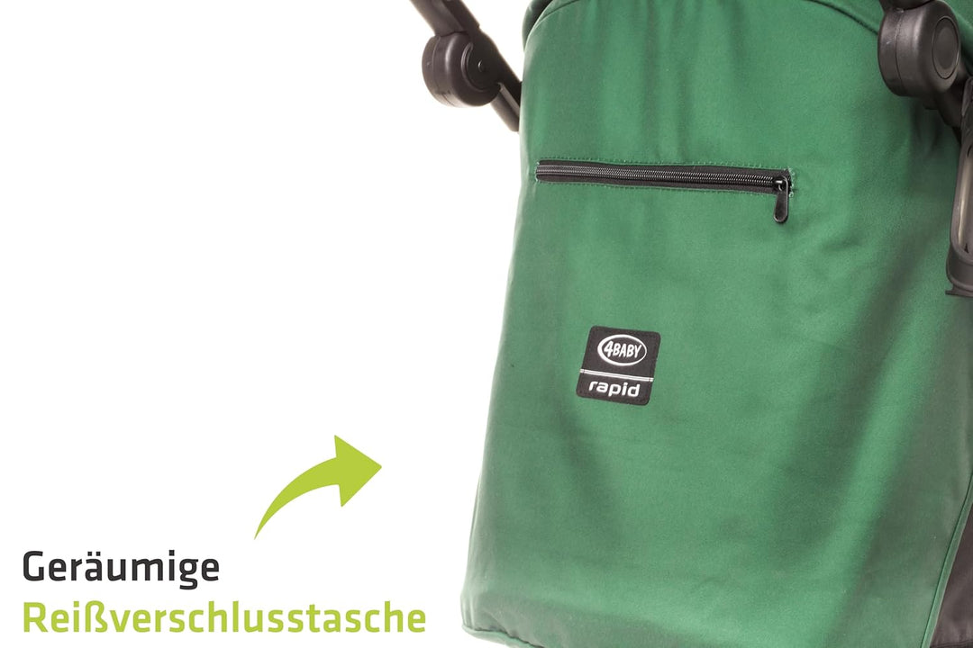 4BABY Rapid, Kinderwagen, Sportwagen, Ein grosser, leichter Kinderwagen, Griffhöhenverstellung, Bein