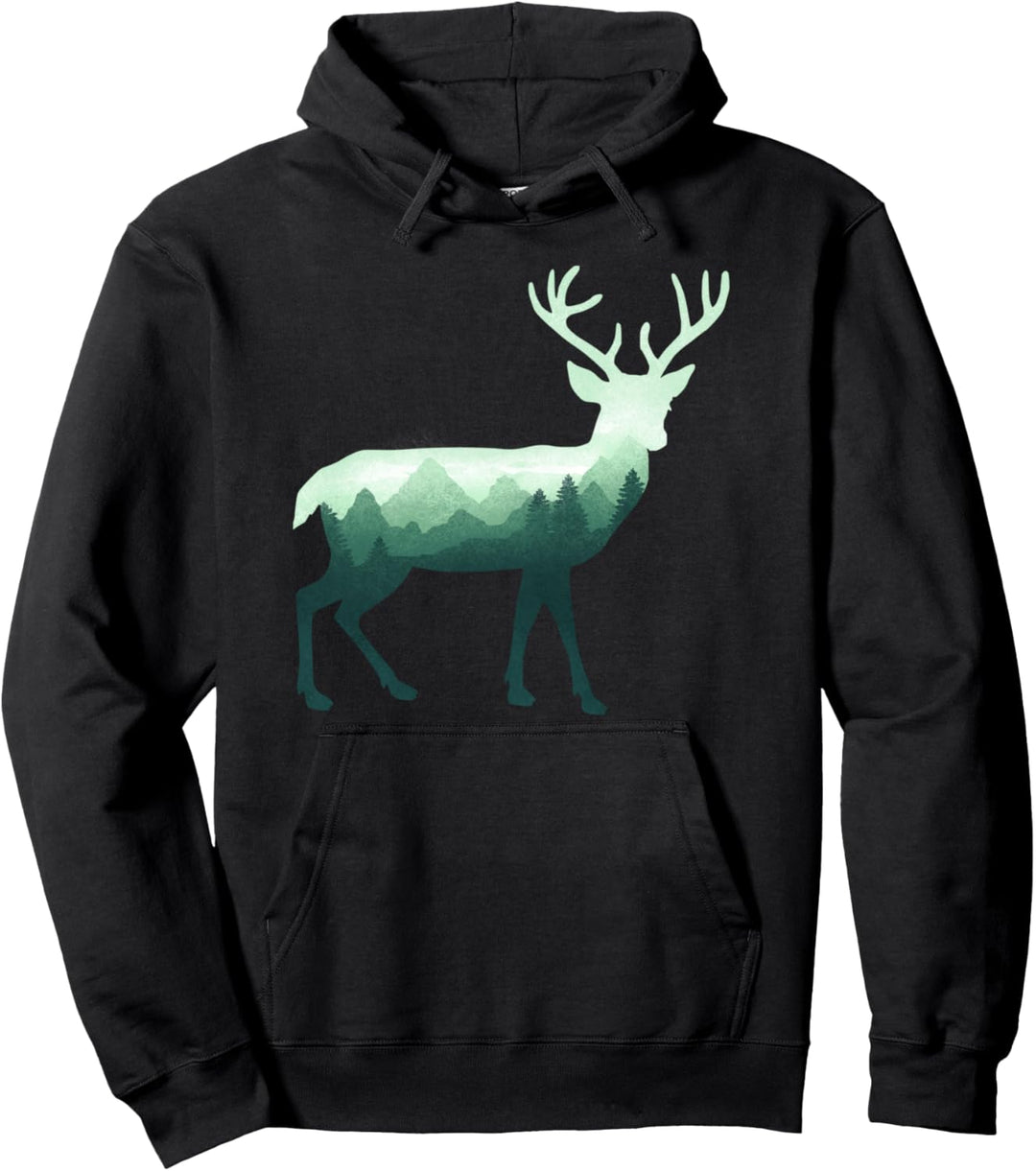 Hirsch-Elch-Doppelbelichtung-surreales Tier Tiere Pullover Hoodie