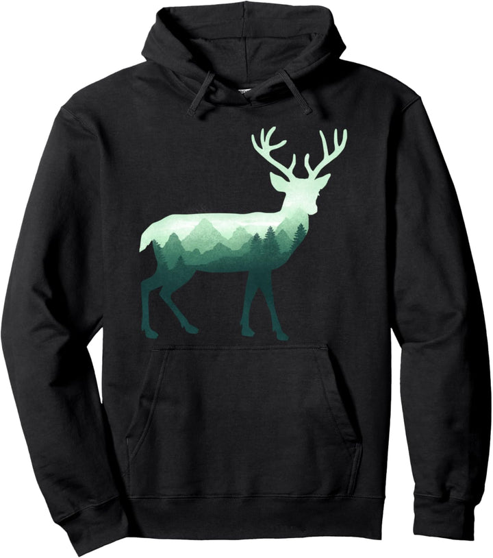 Hirsch-Elch-Doppelbelichtung-surreales Tier Tiere Pullover Hoodie