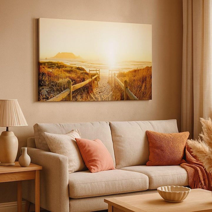 Bilder auf Leinwand Sonnenaufgang Welle Insel Meer Leinwandbild 70x50cm Wandbilder Dekoration Wohnzi