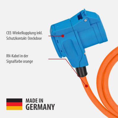 Brennenstuhl Camping CEE-Verlängerungskabel mit CEE-Stecker und Winkelkupplung inkl. Schutzkontakt-K