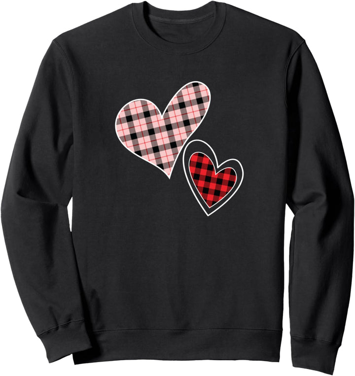 Plaid Herzen niedlich für Frauen Mädchen Valentinstag Sweatshirt