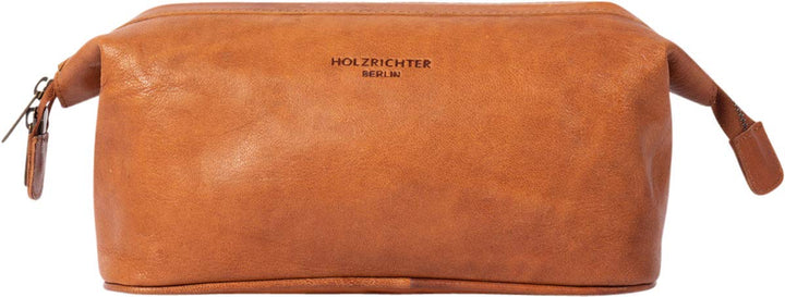 HOLZRICHTER Berlin Kulturbeutel No 5-1 (M) Cognac - Grosse, hochwertige Kulturtasche handgefertigt a
