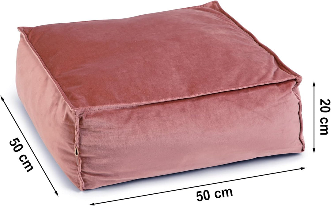 Designed by Lotte Velveti Liegekissen, Katze, Samt, pink, 50x50x20 cm Rosa L 50 x B 50 x H 20 cm, Ro