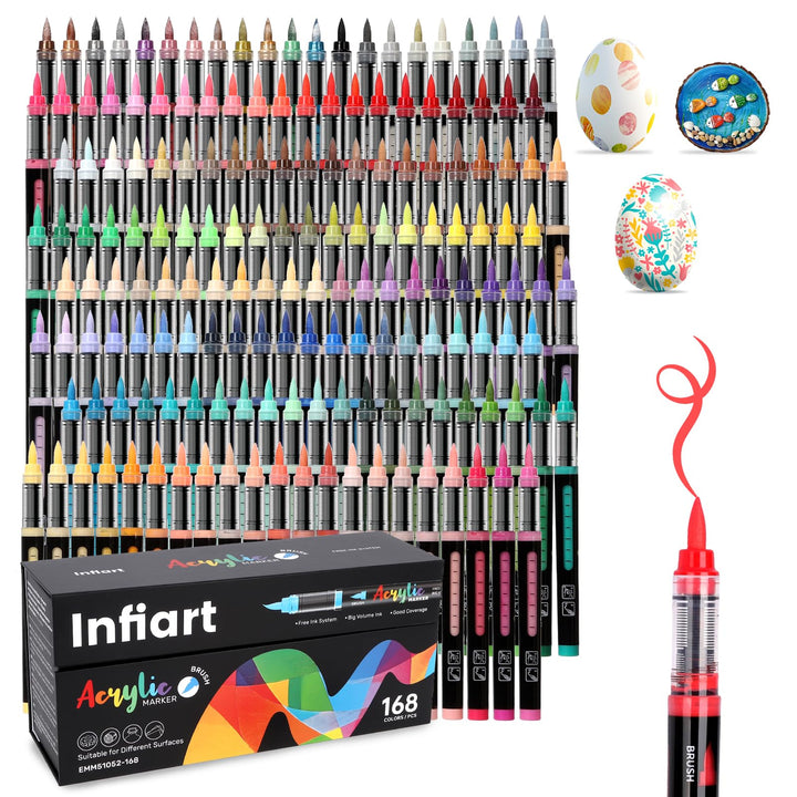 Infiart 168 Farben Acryl Farbe Marker Pinsel Spitze Automatische Tinte Steuerung Farbe Stifte Schnel