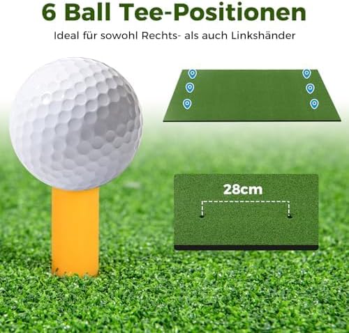 FANTASK Golf Abschlagmatte, 152 x 117cm Golf Übungsmatte inkl. 2 Gummi-Tees und 2 Ausrichtungsstäbe