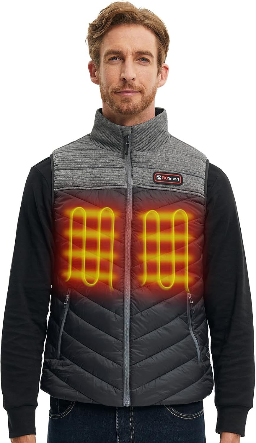 PROSmart Beheizte Weste Herren Leichtgewichts Beheizbare Weste mit USB Akku XXL, XXL