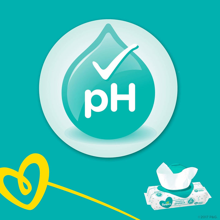 Pampers Sensitive Protect Feuchttücher, 12 Packungen (12 x 52 Stück) (Alte Version) 12 stück (1er Pa