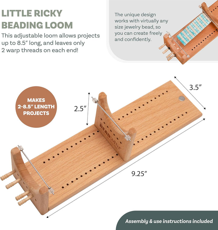 The Beadsmith Little Ricky Perlenwebstuhl mit zwei Ketten, 23,5 x 6,3 x 7,3 cm, Holz, bebilderte Anl