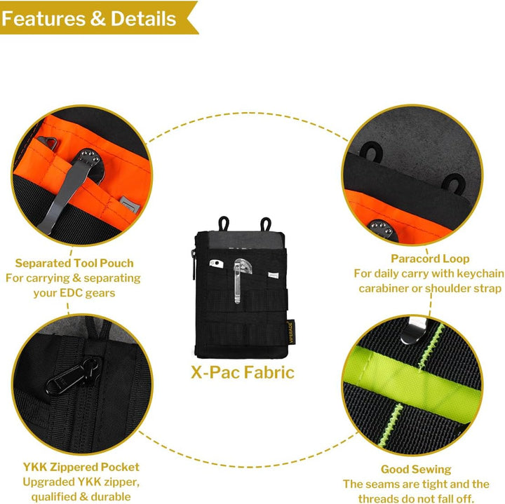 VIPERADE VE16N X-Pac EDC Tasche Werkzeug Organizer, Multifunktionale Kleine Werkzeugtasche Mit 7 Tas