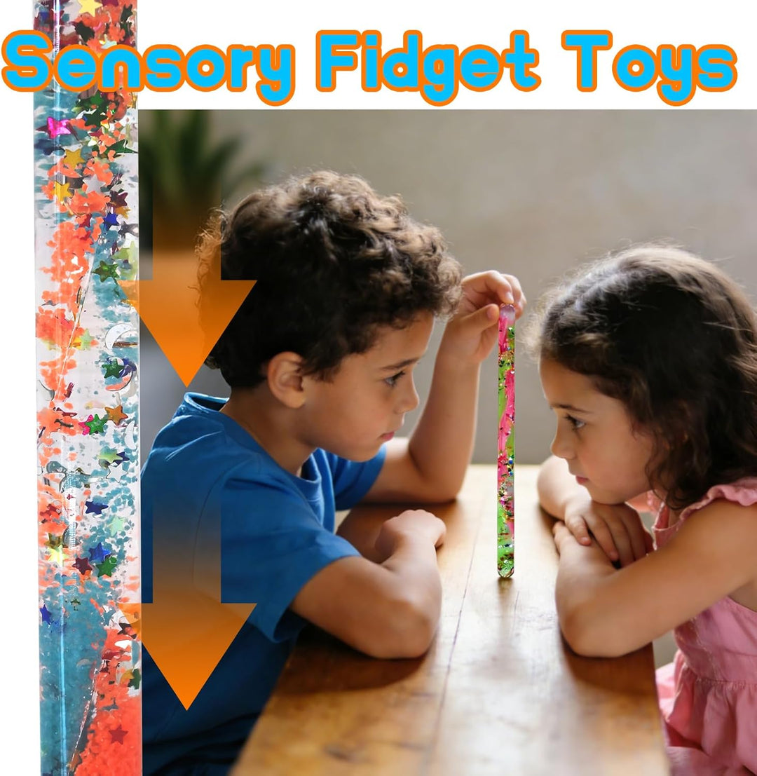 4 Stück 30 cm Jumbo Spiral Glitzer Zauberstäbe Kinder, Leuchtende Sensorikspielzeug, Autismus Spielz