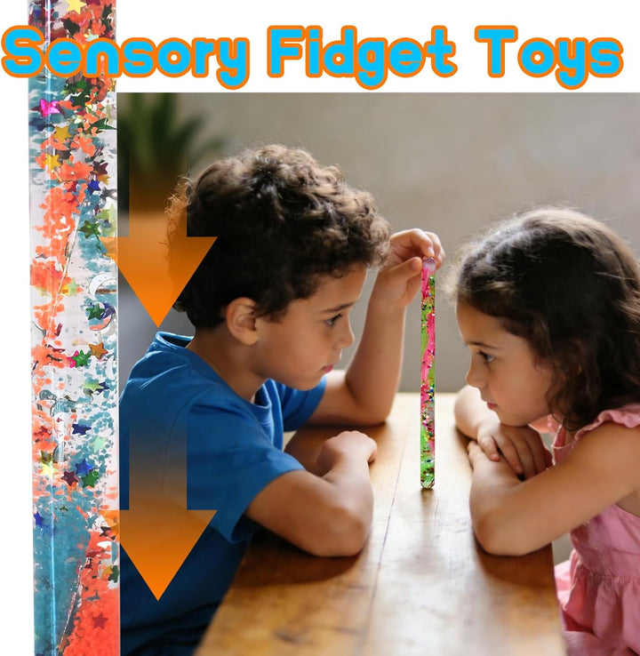 4 Stück 30 cm Jumbo Spiral Glitzer Zauberstäbe Kinder, Leuchtende Sensorikspielzeug, Autismus Spielz