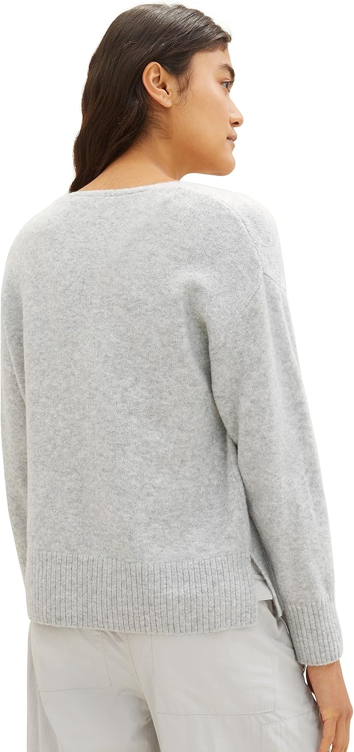 Tom Tailor Denim Damen 1038392 Basic Pullover mit V-Ausschnitt (1er Pack) XS 32510 - Basic Light Gre