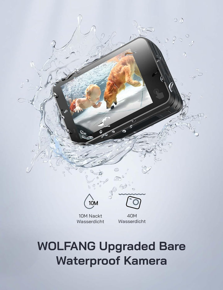 WOLFANG GA420 Action Cam 4K 60FPS Unterwasserkamera WiFi 10M Wasserdicht ohne Gehäuse 3.0 EIS Bildst